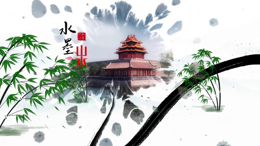 大气中国文化水墨穿梭片头AE模板视频