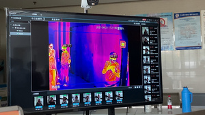 4K实拍医院疫情期间住院部智能体温监测设备55秒视频