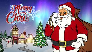 圣诞老人的动画卡片在北边关着圣塔31秒视频
