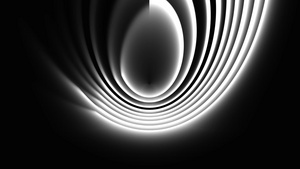 圆形线走向形成一个单色螺旋或球体的中心黑白设计有3D6秒视频