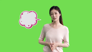 4k女生对话框气泡框说话讲话绿幕抠像视频12秒视频