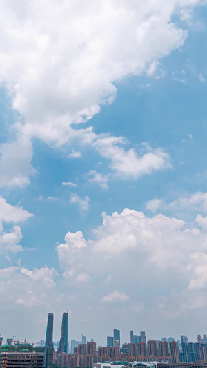 震撼移动延时杭州城市全景杭州之门城市天际线云层蓝天白云10秒视频