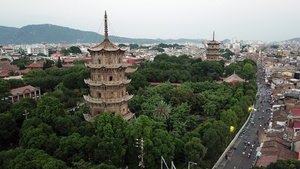 福建泉州开元寺塔航拍44秒视频