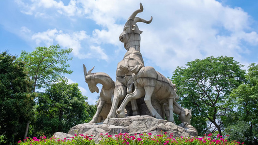 4K延时广州历史地标五羊雕像石像越秀公园视频