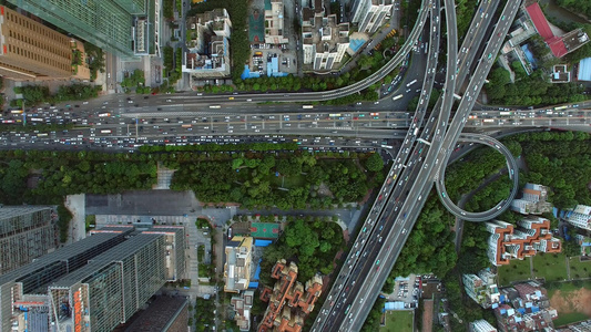 广州立体交通垂直航拍视频