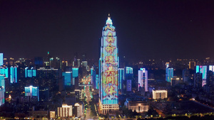 航拍武汉城市灯光秀4K素材合集44秒视频