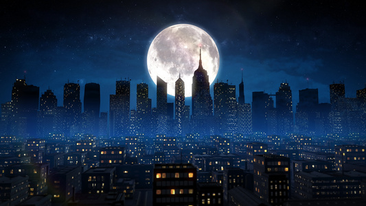 数字城市之夜空中图形视频