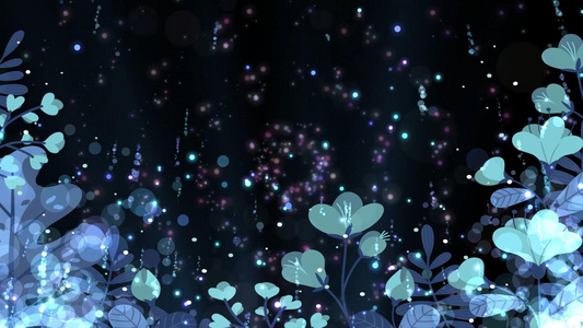 动态唯美夜景植物粒子星光舞台背景视频元素视频