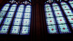 古代大教堂内彩色玻璃窗世界遗产10秒视频