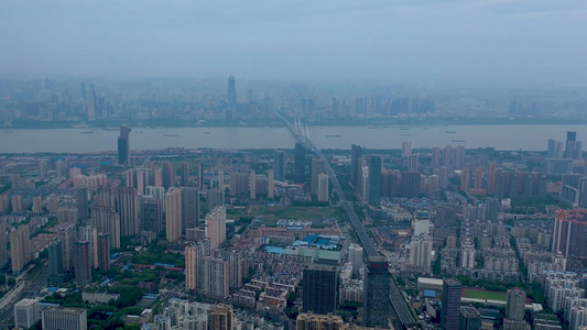 航拍武汉武昌和长江两岸风光延时视频视频