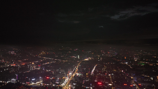 广东省东莞市平流雾夜景航拍视频
