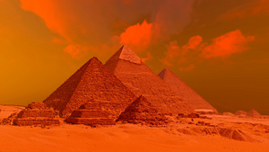 红天日落的吉扎金字塔26秒视频