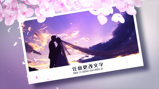 浪漫花朵转场婚纱婚礼照片展示ae模板视频