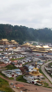 航拍著名藏传佛教寺庙郎木寺甘肃部分旅游景点视频