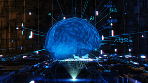 4K三维全息AI大脑背景60秒视频