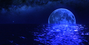 蔚蓝明月光下流动的水面348秒视频