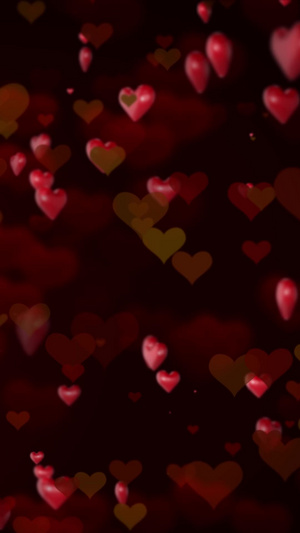 红色爱心粒子上升舞台背景感恩节，婚礼，婚庆，唯美，浪漫，爱心背景42秒视频