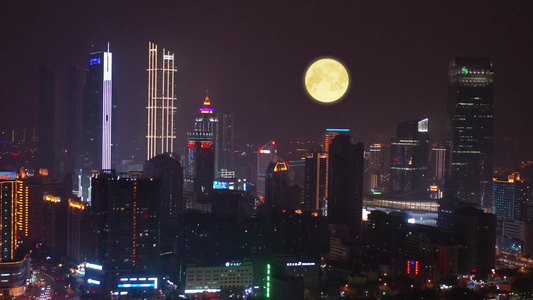 4K中秋团圆唯美月亮无锡城夜景视频