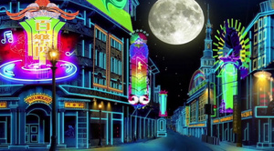 夜上海霓虹城市舞台背景视频200秒视频