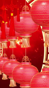 新年喜庆大红灯笼舞台背景视频中国年视频