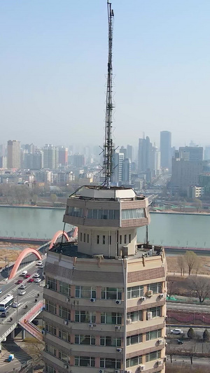 航拍太原城城市天际线122秒视频