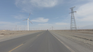 公路交通路拍风电厂电力设施基础设施素材背景41秒视频
