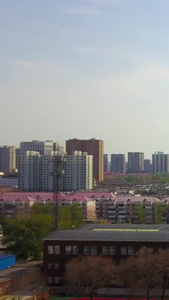 航拍发展中的城市上空石家庄视频