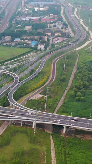 航拍武汉三环线错综复杂的立交桥交通45秒视频