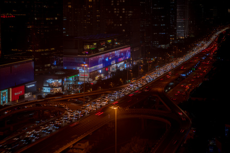 北京国贸桥夜晚高峰期8K延时视频