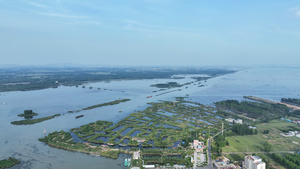 航拍山东济宁5A级微山湖旅游区全景4k素材51秒视频