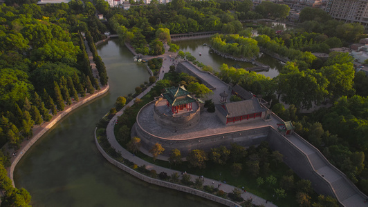 俯拍邯郸4A景点历史古建筑武灵丛台视频视频