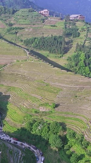 桂林龙脊梯田高空航拍旅游景点10秒视频
