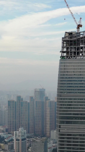 青岛城市建设正在施工的高楼城市风光36秒视频