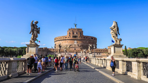罗马著名旅游景点罗马天使城堡延时视频20秒视频