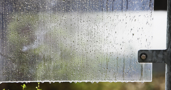 塑料表面的雨滴在时间失效时视频