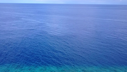 在棕榈附近有白沙底背景的浅海中过着海滩生活方式的宁静视频