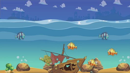 卡通海底世界背景视频