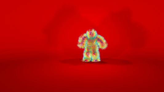 以红色背景在红幕下跳舞的神奇猴子人物视频