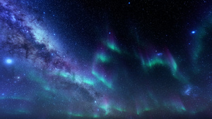 美丽的北光照耀星空4千天21秒视频