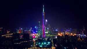广州塔城市地标夜景航拍61秒视频