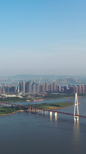 航拍城市风光长江上的天兴洲岛素材风光城市视频