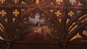 意大利文艺复兴时期别墅的华丽天花板上的壁画30秒视频
