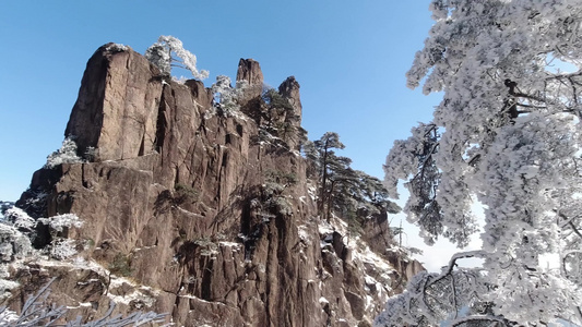 黄山景区冬季雪景雾凇风光视频