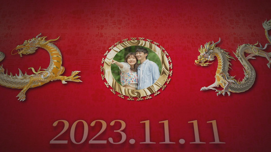 婚礼中国风红色喜庆8月8号片头AEcc2017模板视频
