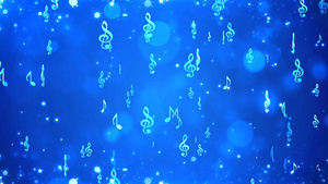 4K蓝色唯美音符旋律舞台背景视频20秒视频