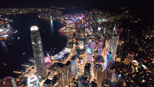 4k航拍香港中环夜景18秒视频