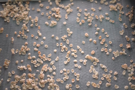 俯拍机器生产加工燕麦片视频