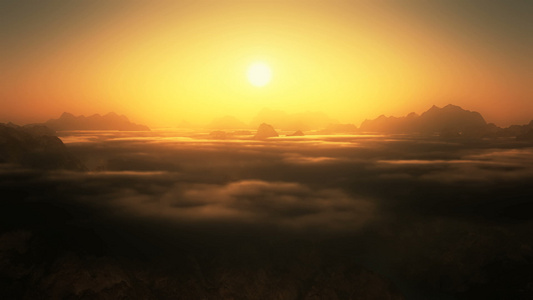 云层上的山顶日落视频