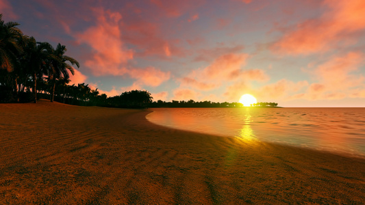 清空沙滩和美丽的日落视频