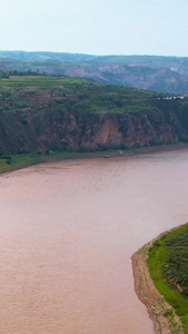 5k航拍陕北地区黄土高坡上的黄河大峡谷母亲河视频
